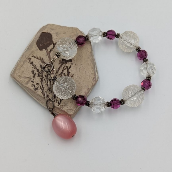 Beautiful Vintage Lucite beads 925 clasp bracelet - Picture 3 of 12